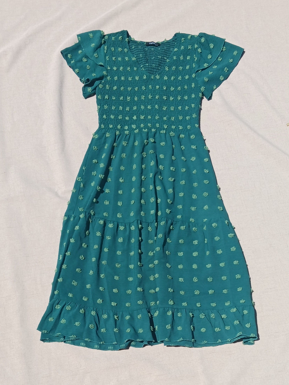 Green Floral Smocked Maxi Dress with Flutter Sleeves